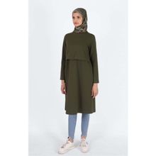 Mersha Collection Emzirme Özellikli Tunik - Lohusa Anneler Için Pratik Tasarım - Haki - 48
