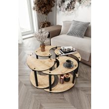 Messer Yin Yang Unıty Serenıty Orta Sehpa 4 Lü Meşe 70 Cm