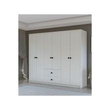 Metalia GM 069 Delüx 6 Kapı 2 Çekmeceli Düğme Kulplu Gardırop