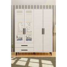 Metalia GM 070-B Novado Siyah Kulplu Ayaklı Aynalı Gardırop