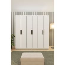 Metalia GM 089 Favorite 6 Kapılı Aynasız Beyaz Siyah Kulplu Gardırop