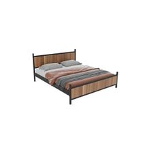 Metalia GM 305 Modern Çift Kişilik Ahşap Metal Siyah Ceviz 140x190 cm Karyola