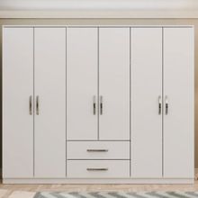 Metalia GM0066 Linda 6 Kapılı 2 Çekmeceli Beyaz Gardrop