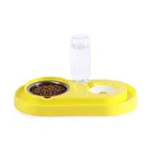 Miapet 500 ml Sarı Çelik Taslı Hazneli Kedi Köpek Mama ve Su Kabı Seti