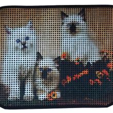Miapet Elekli Desenli Üç Beyaz Kedi 60x45 cm Kedi Tuvalet Önü Paspası