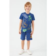 Mickey Mouse D4789-3 Gece Mavisi Erkek Çocuk Bermuda Takım