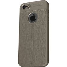 Microcase Apple iPhone 6 6S Leather Effect TPU Silikon Tempered Cam + Gri Kılıf