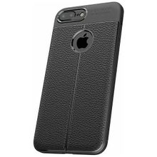 Microcase Apple iPhone 7 Plus Leather Effect Silikon Tempered Cam + Siyah Kılıf