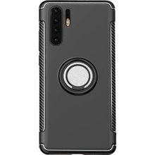 Microcase Huawei P30 Pro Yüzük Standlı Armor Silikon Siyah Kılıf