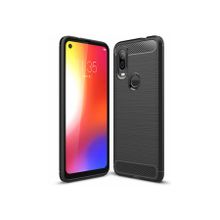 Microcase Motorola Moto One Vision Brushed Carbon Fiber TPU Siyah Silikon Kılıf