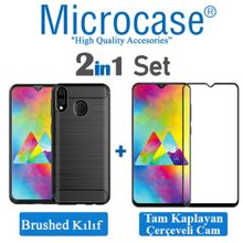 Microcase Samsung Galaxy M20 Brushed Carbon Fiber Silikon Kılıf