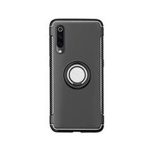 Microcase Xiaomi Mi 9 Yüzük Standlı Armor Silikon Siyah Kılıf