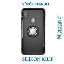 Microcase Xiaomi Mi Mix 3 Yüzük Standlı Armor Siyah Silikon Kılıf