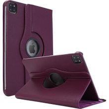 Microsonic Apple Ipad Pro 12.9" 2020 4.Nesil A2229-A2069-A2232 360 Rotating Stand Deri Mor Kılıf