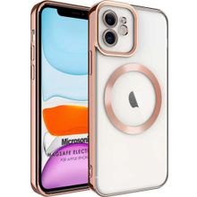 Microsonic Apple iPhone 11 Magsafe Luxury Electroplate Rose Gold Cep Telefonu Kılıfı