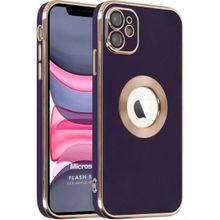 Microsonic Apple iPhone 12 Flash Stamp Koyu Mor Cep Telefonu Kılıfı
