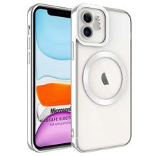 Microsonic Apple iPhone 12 Magsafe Luxury Electroplate Gümüş Cep Telefonu Kılıfı