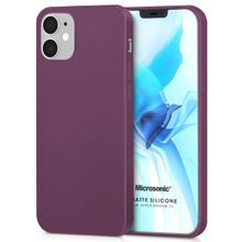 Microsonic Apple iPhone 12 Matte Silicone Mor Cep Telefonu Kılıfı
