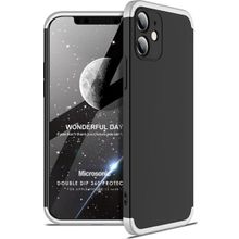 Microsonic Apple iPhone 12 Mini Double Dip 360 Protective Siyah Gri Kılıf
