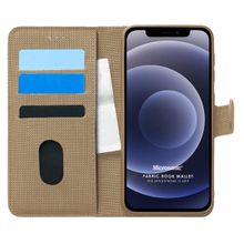 Microsonic Apple iPhone 12 Mini Fabric Book Wallet Gold Cep Telefonu Kılıfı