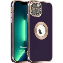 Microsonic Apple iPhone 12 Pro Flash Stamp Koyu Mor Cep Telefonu Kılıfı