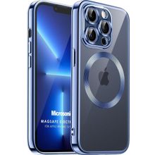 Microsonic Apple iPhone 12 Pro Max Magsafe Luxury Electroplate Mavi Cep Telefonu Kılıfı