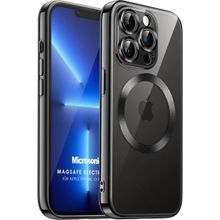 Microsonic Apple iPhone 12 Pro Max Magsafe Luxury Electroplate Siyah Cep Telefonu Kılıfı
