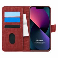 Microsonic Apple iPhone 13 Fabric Book Wallet Kırmızı Cep Telefonu Kılıfı