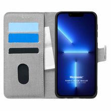 Microsonic Apple iPhone 13 Pro Fabric Book Wallet Gri Cep Telefonu Kılıfı