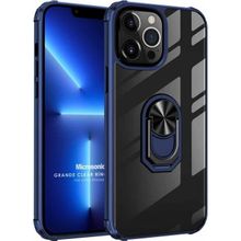 Microsonic Apple iPhone 13 Pro Grande Clear Ring Holder Lacivert Cep Telefonu Kılıfı