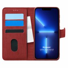 Microsonic Apple iPhone 13 Pro Max Fabric Book Wallet Kırmızı Cep Telefonu Kılıfı