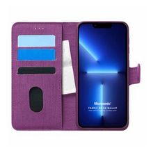 Microsonic Apple iPhone 13 Pro Max Fabric Book Wallet Mor Cep Telefonu Kılıfı