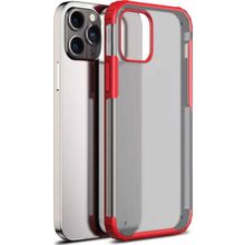 Microsonic Apple iPhone 13 Pro Max Frosted Frame Kırmızı Cep Telefonu Kılıfı