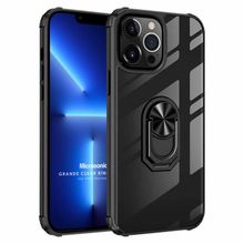 Microsonic Apple iPhone 13 Pro Max Grande Clear Ring Holder Siyah Cep Telefonu Kılıfı