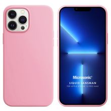 Microsonic Apple iPhone 13 Pro Max Liquid Lansman Silikon Pembe Cep Telefonu Kılıfı