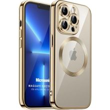 Microsonic Apple iPhone 13 Pro Max Magsafe Luxury Electroplate Gold Cep Telefonu Kılıfı