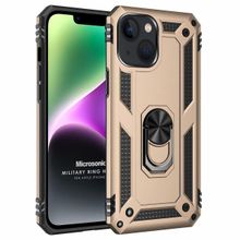 Microsonic Apple iPhone 14 Military Ring Holder Gold Cep Telefonu Kılıfı