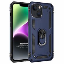 Microsonic Apple iPhone 14 Military Ring Holder Lacivert Cep Telefonu Kılıfı