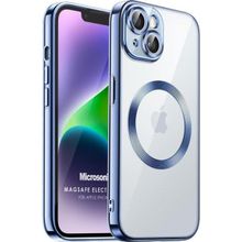 Microsonic Apple iPhone 14 Plus MagSafe Luxury Electroplate Mavi Cep Telefonu Kılıfı