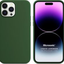 Microsonic Apple iPhone 14 Pro Liquid Lansman Silikon Koyu Yeşil Cep Telefonu Kılıfı
