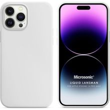 Microsonic Apple iPhone 14 Pro Max Liquid Lansman Silikon Beyaz Cep Telefonu Kılıfı