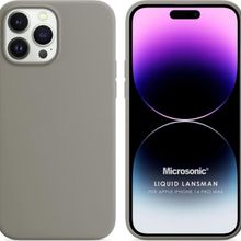 Microsonic Apple iPhone 14 Pro Max Liquid Lansman Silikon Gri Cep Telefonu Kılıfı