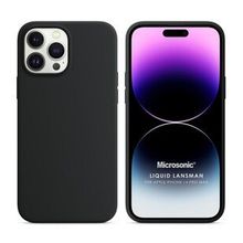 Microsonic Apple iPhone 14 Pro Max Liquid Lansman Silikon Siyah Cep Telefonu Kılıfı