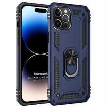 Microsonic Apple iPhone 14 Pro Max Military Ring Holder Lacivert Cep Telefonu Kılıfı