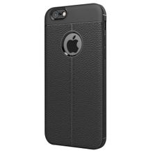 Microsonic Apple iPhone 6 Plus Suni Deri Dokulu Silikon Siyah Kılıf