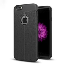 Microsonic Apple iPhone 6s Plus Deri Dokulu Siyah Silikon Kılıf