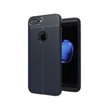 Microsonic Apple İphone 7 Plus Deri Dokulu Silikon Lacivert Cep Telefonu Kılıfı