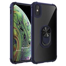 Microsonic Apple iPhone XS Max Grande Clear Ring Holder Lacivert Cep Telefonu Kılıfı