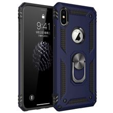 Microsonic Apple iPhone Xs Military Ring Holder Lacivert Kılıf
