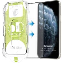Microsonic Apple Uyumlu iPhone 11 Pro Max Siyah Magic Uygulama Aparatlı Tam Kapatan Ekran Koruyucu